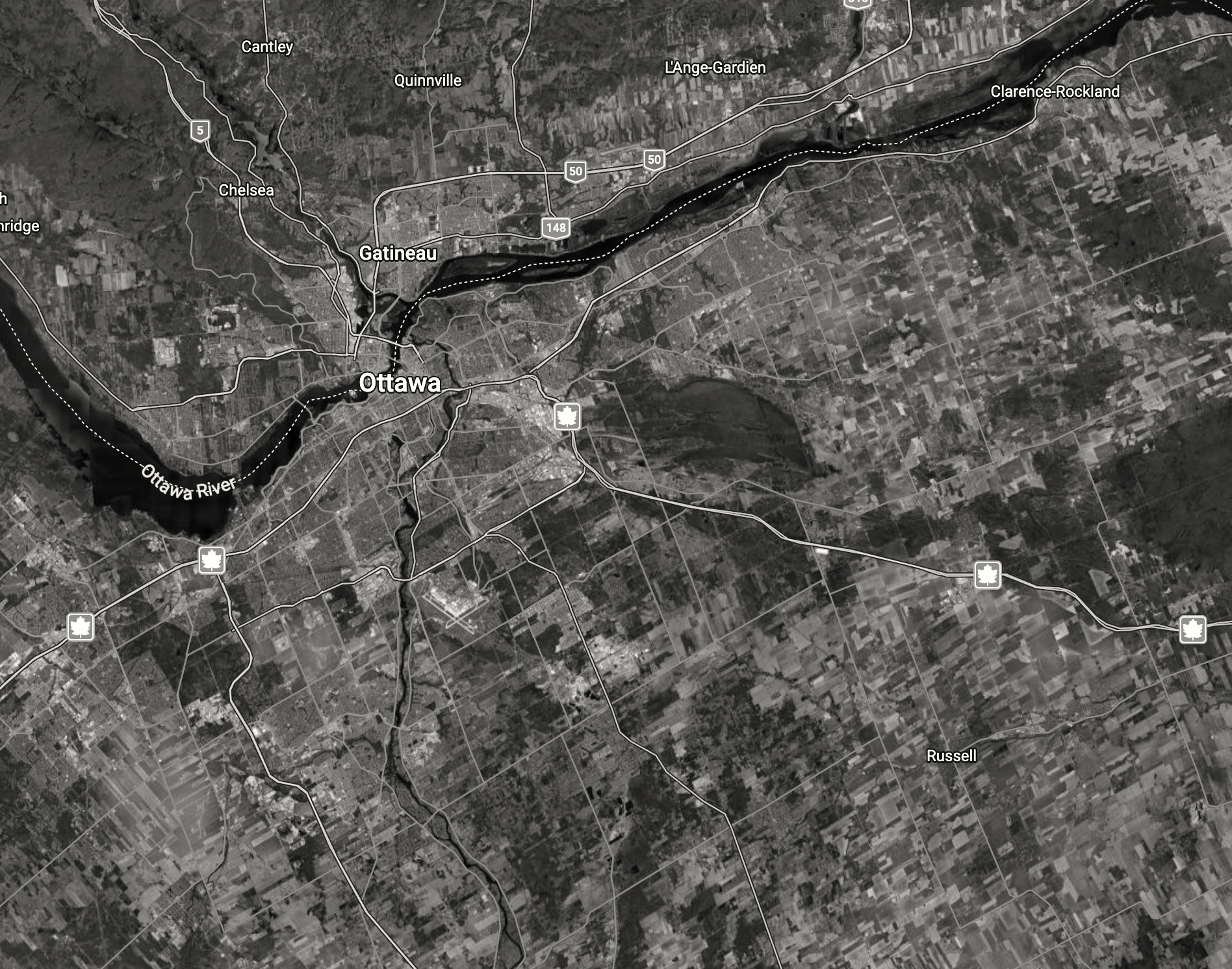Ottawa region satellite map